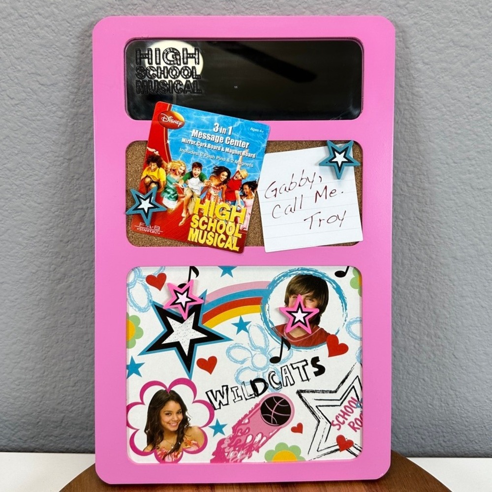 Y2K Disney High School Musical Message Center Mirror Cork Magnetic Board Pink